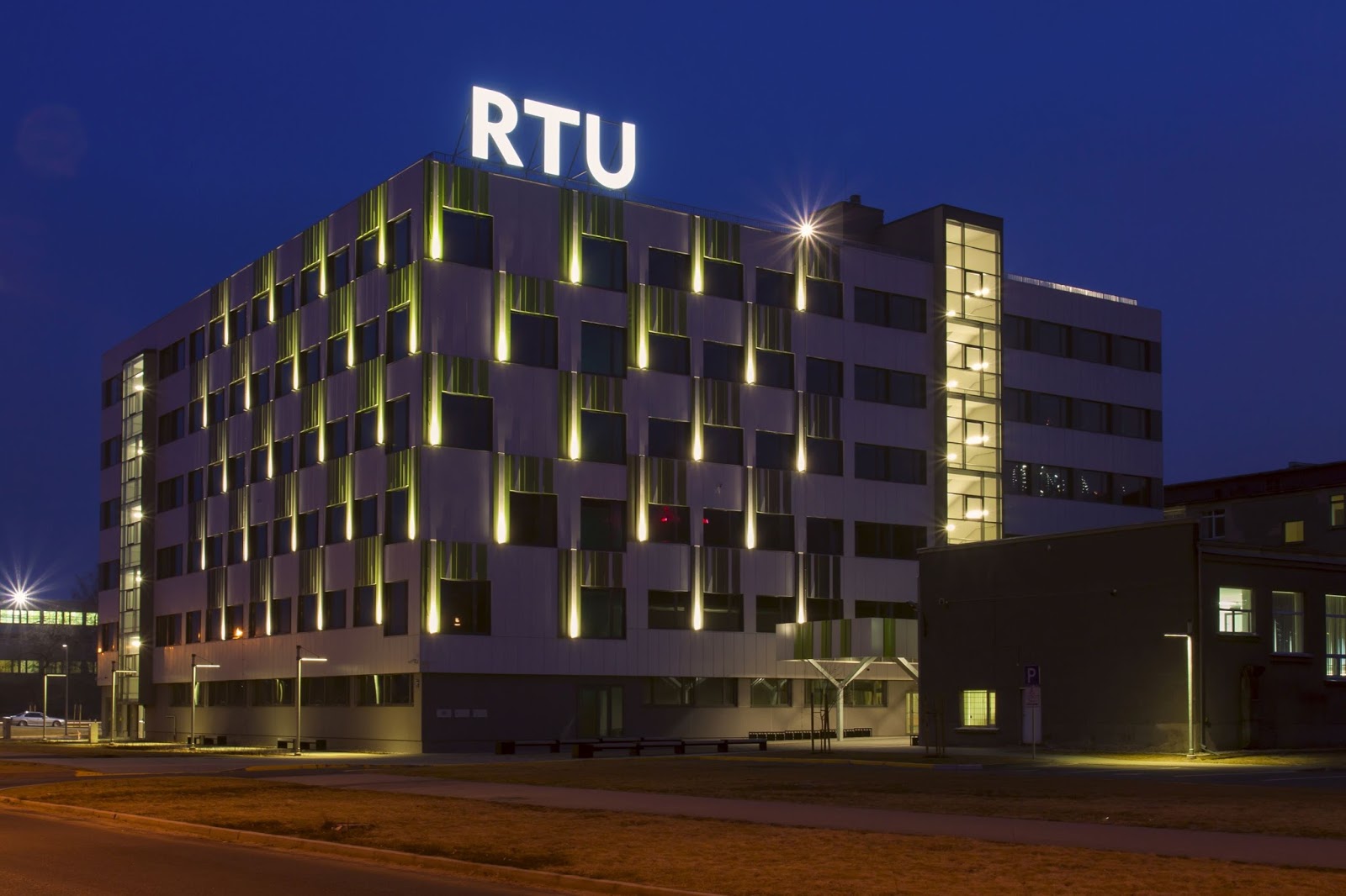 Visual representation of Riga Technical University, an esteemed educational landmark blending tradition and modernity in Latvia.