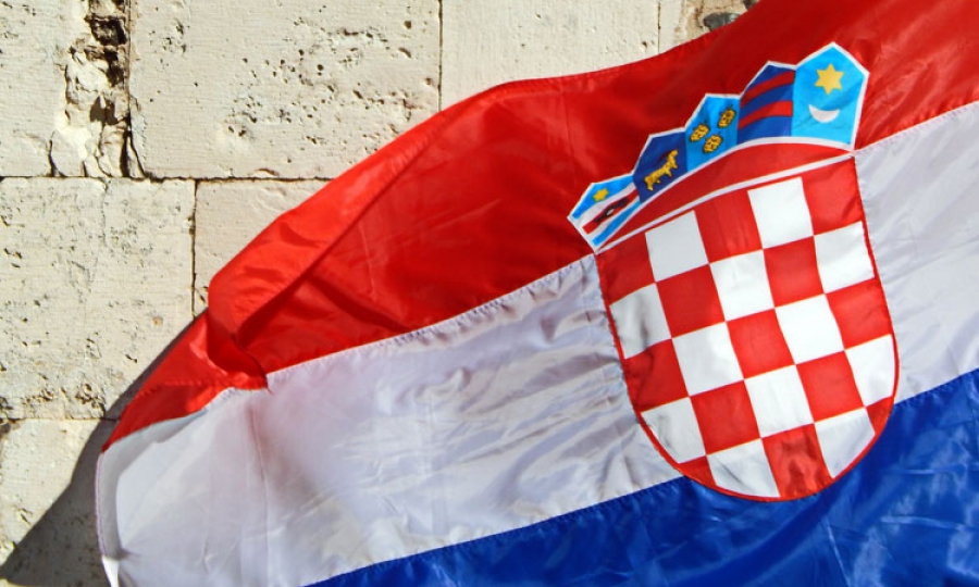 Image of the Croatian flag, featuring horizontal bands of red, white, and blue, symbolizing the rich heritage and national pride of Croatia.